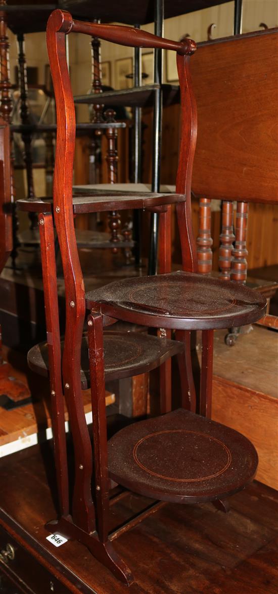 Inlaid mahogany double cake stand